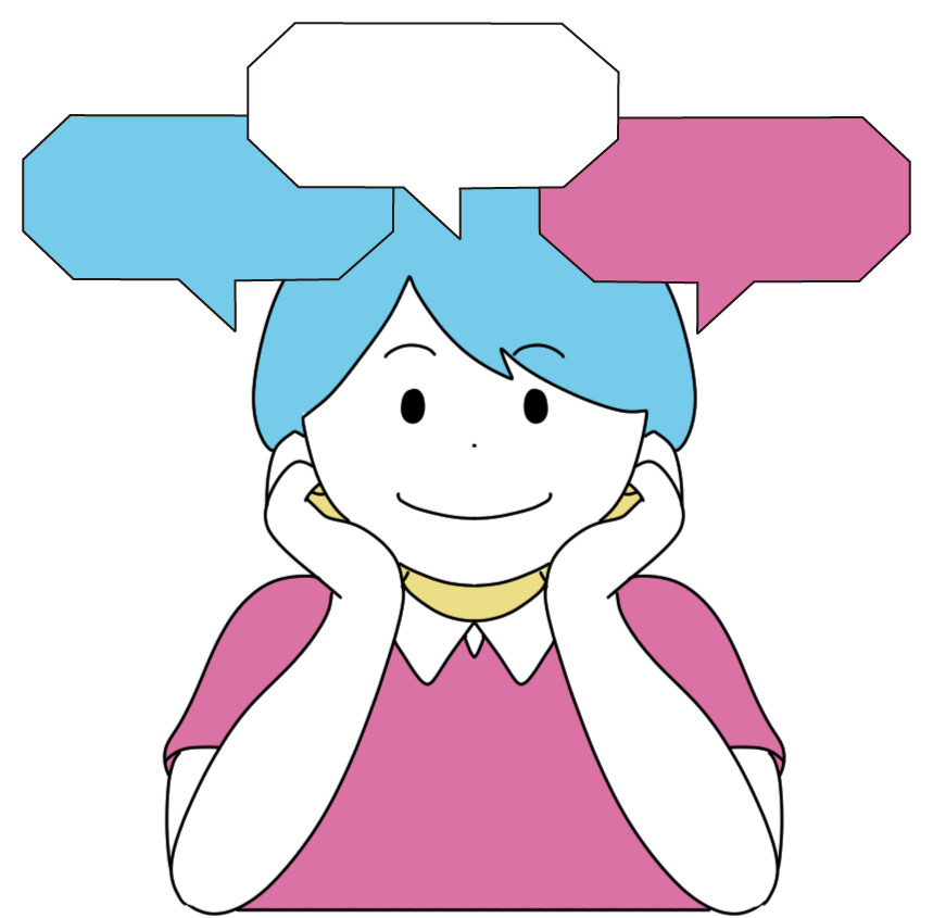イラスト 女性 吹き出し3つ